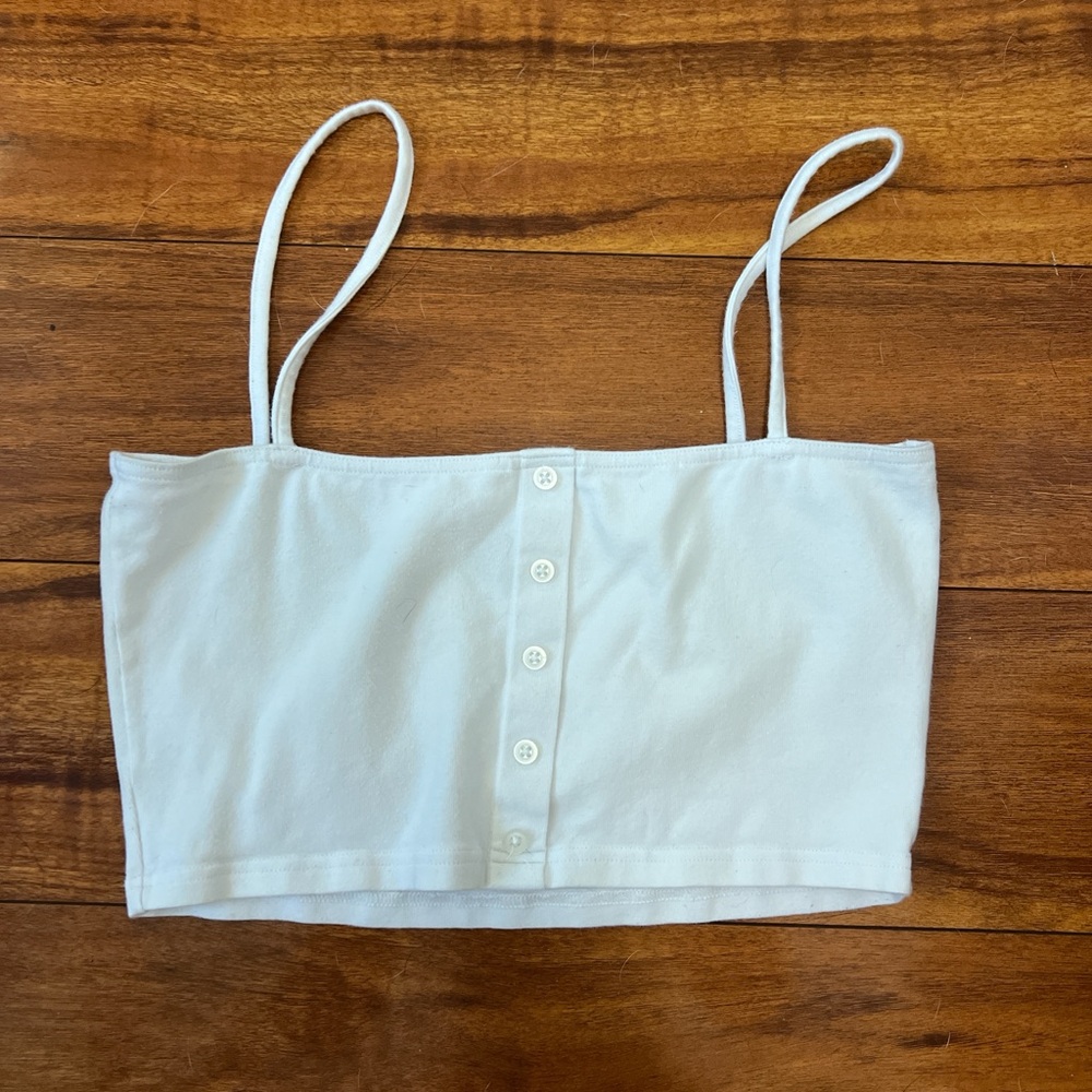 cropped button down tank